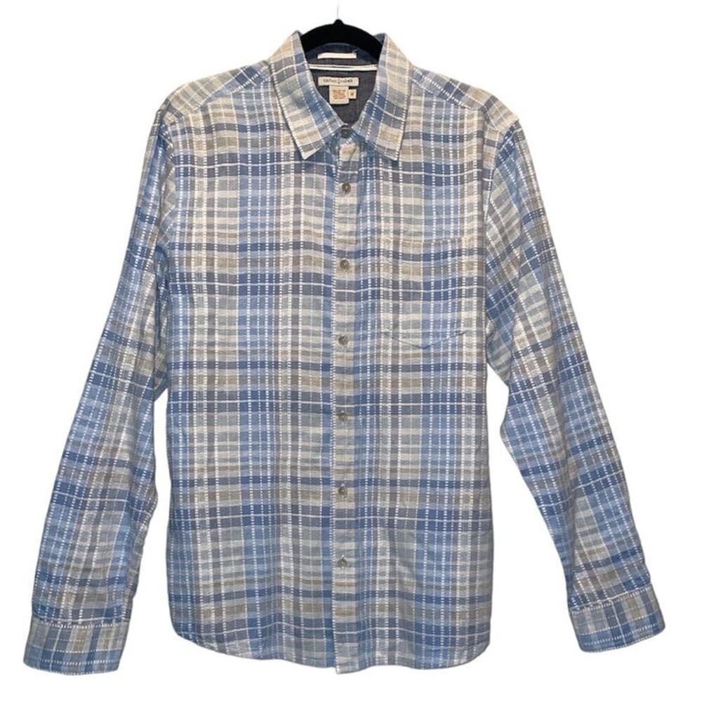 Carbon2Cobalt Blue Plaid Long Sleeve Button Front Shirt Medium